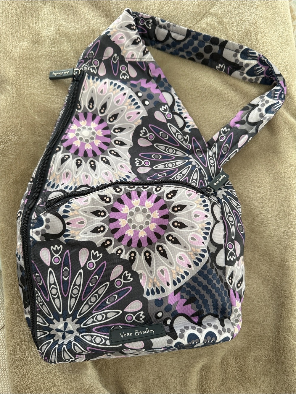 Vera Bradley Lavender & Black Floral Sling Crossbody